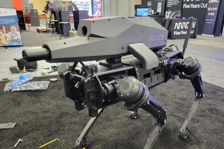 Ghost Robotics robo-dog equipped with a terrifying long-range gun. 