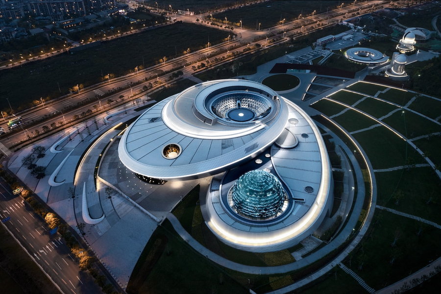 Overhead view of the Ennead Architects-designed Shanghai Astronomy Museum.