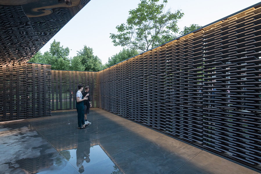 London's 2018 Serpentine Pavilion, designed by Frida Escobedo.
