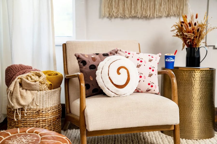 Adorable cinnamon roll pillows by Dairy Queen for the company's Fall Blizzard Treat Menu Pillow Fight Sweepstakes.