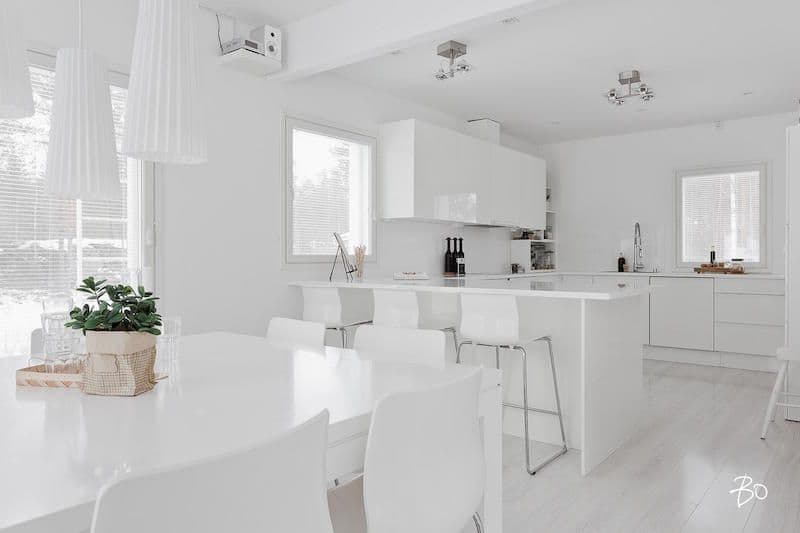 All white interiors may look pretty clean, but they can also come off as cold and sterile. 