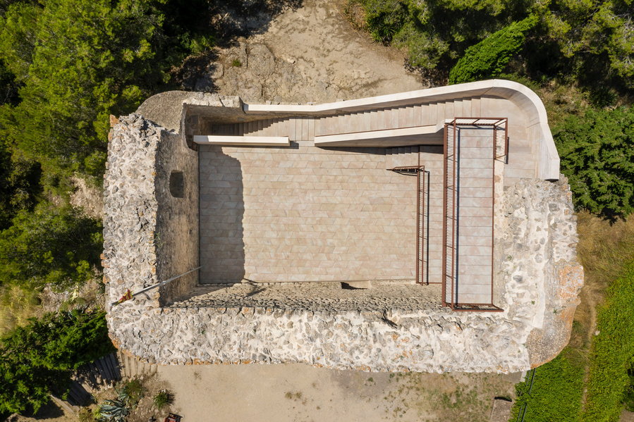 Aerial view of the renovated Castell de la Tossa.