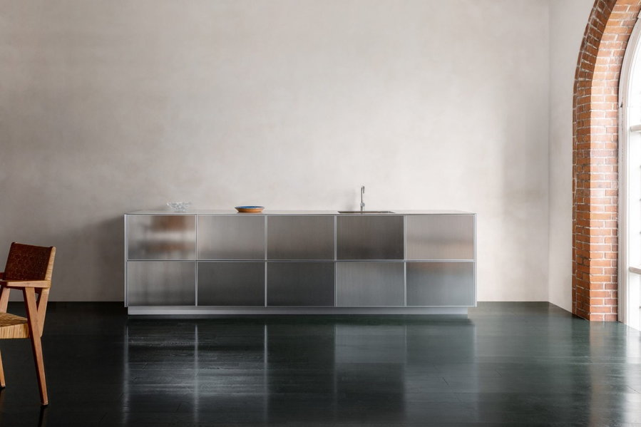 Jean Nouvel's luminous steel kitchen cabinets for Reform.