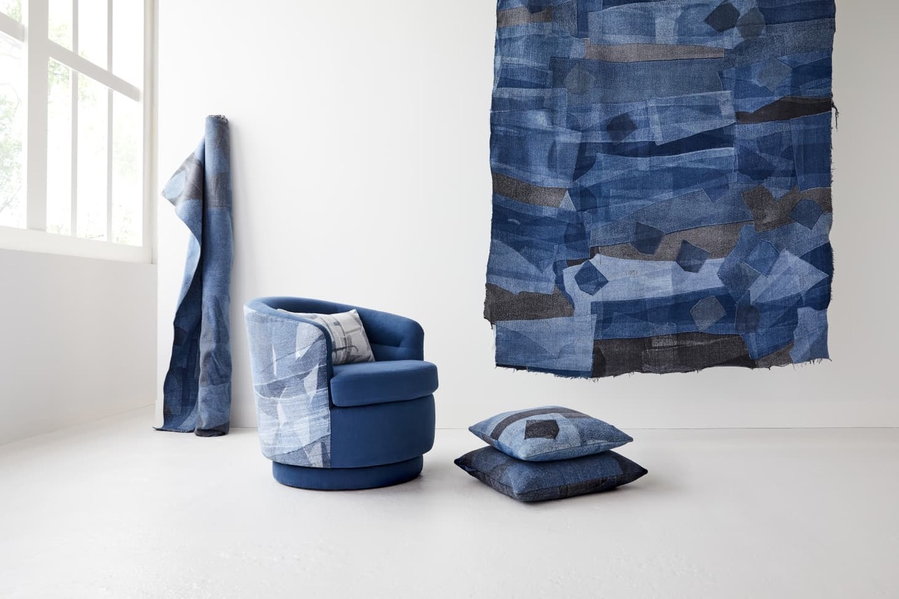 All the pieces from the new West Elm + Eileen Fisher Collection are made from upcycled denim. 