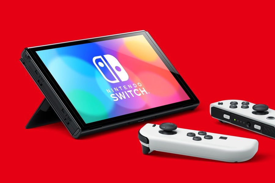 Nintendo's upcoming Switch OLED Model, with JoyCon controllers detached