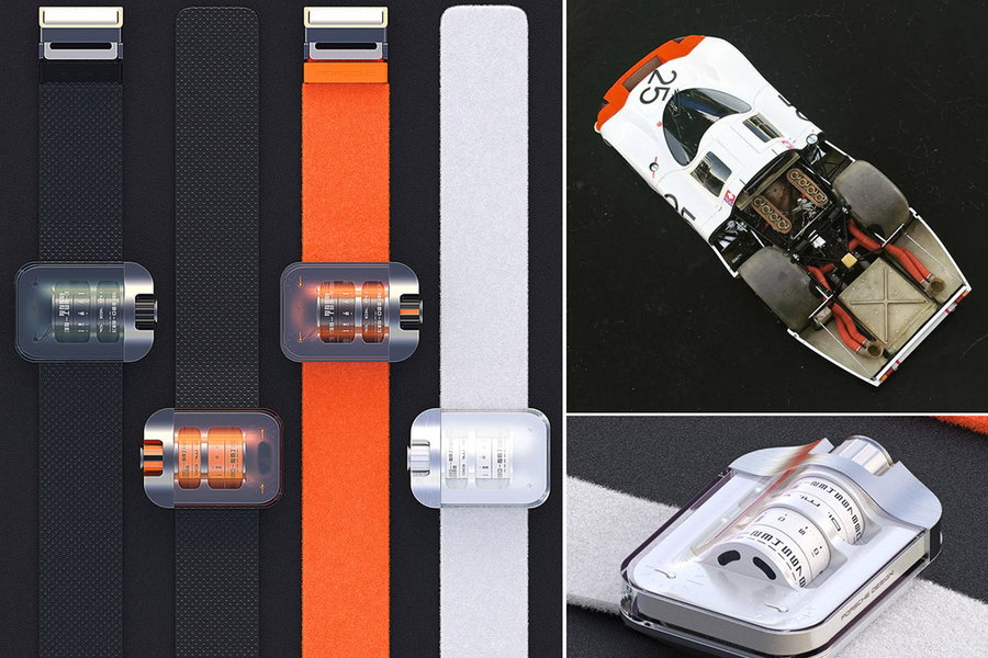 Side-by-side photos reveal just how much Grytten's concept watch pulls from the original Porsche 917 design.