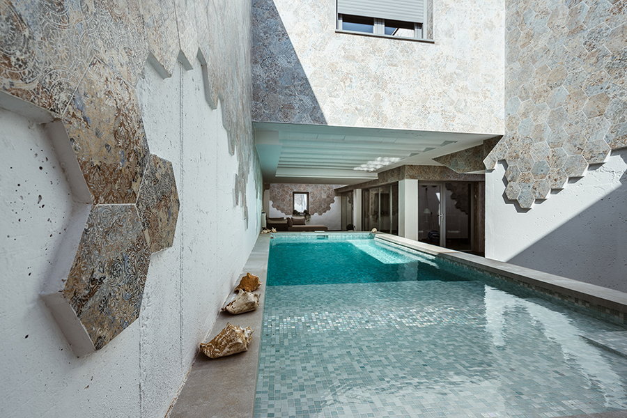 The shimmering reflecting pool at the heart of Casa GAS. 