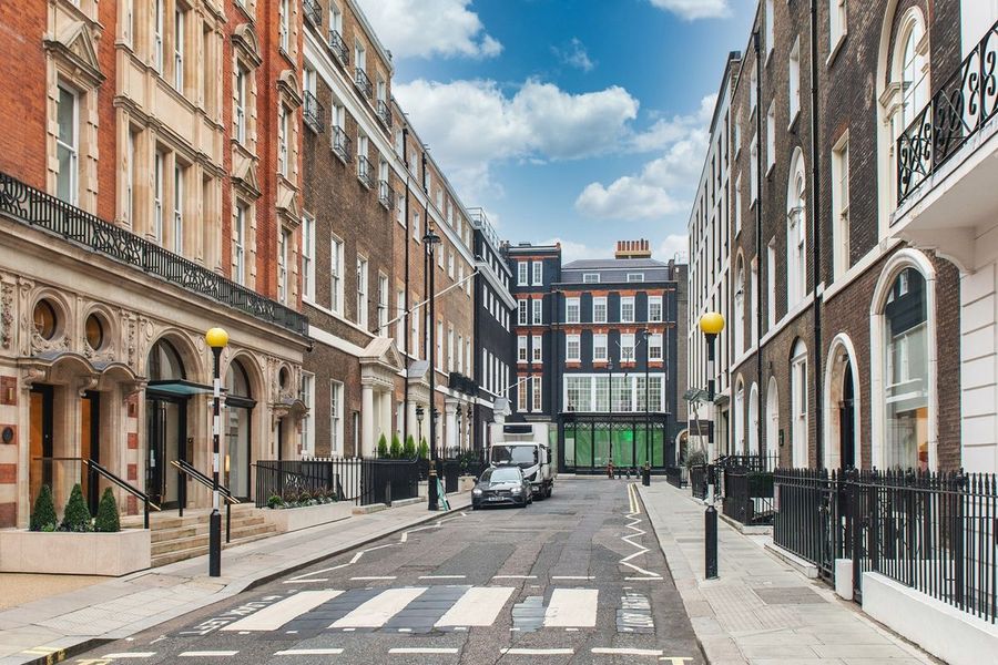 Exterior view of the former Gucci headquarters on London's historic Grafton street.