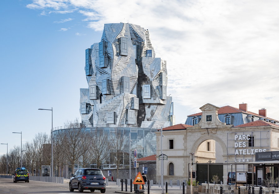 Frank Gehry's Luma Arles Tower serves as the centerpiece of the Luma Arles Arts Center in Southern France.  