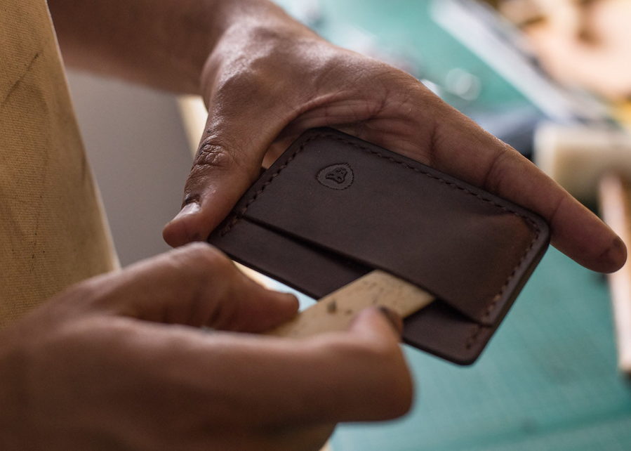 Sleek leather wallet by designer Kingsley Thompson, available at his KingsleyLeather Etsy shop. 