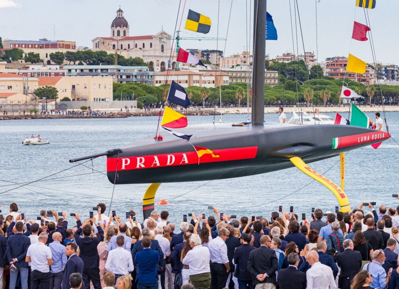 Prada's Luna Rossa AC75 Sailboat, designed for this year's America's Cup World Series sailing competition