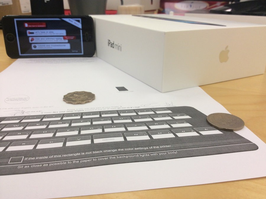 Paper keyboard uses built-in NFCs to interface with an iPhone.