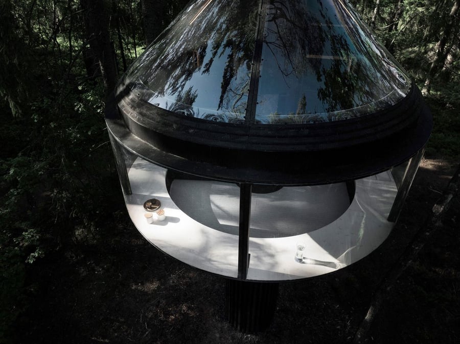 THe KOJA treehouse's glass roof makes for some excellent indoor stargazing. 