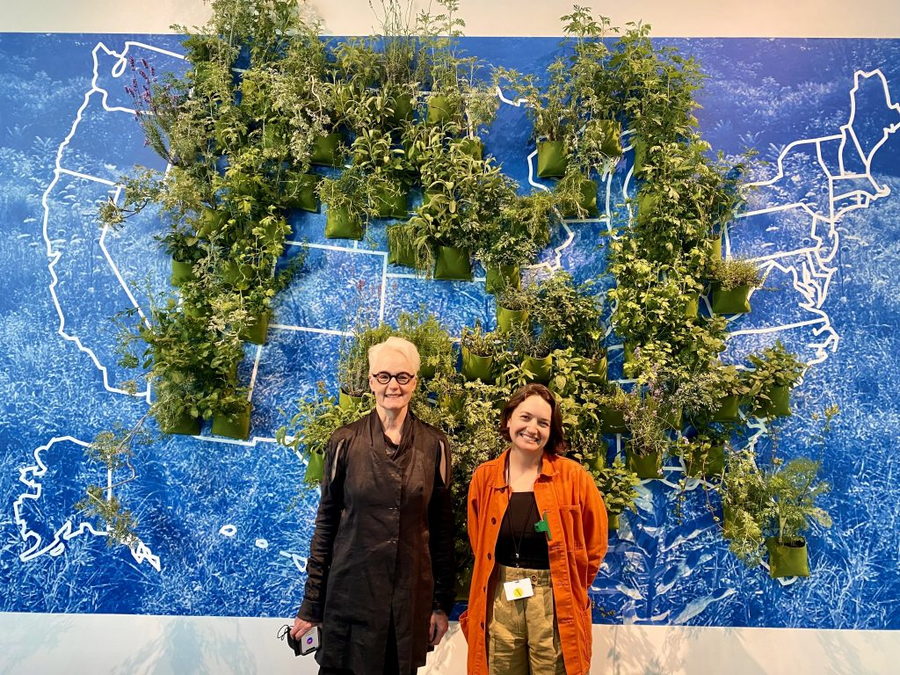 Maureen Connor and Landon Newton of the How to Perform an Abortion art collective proudly stand in front of their new piece 