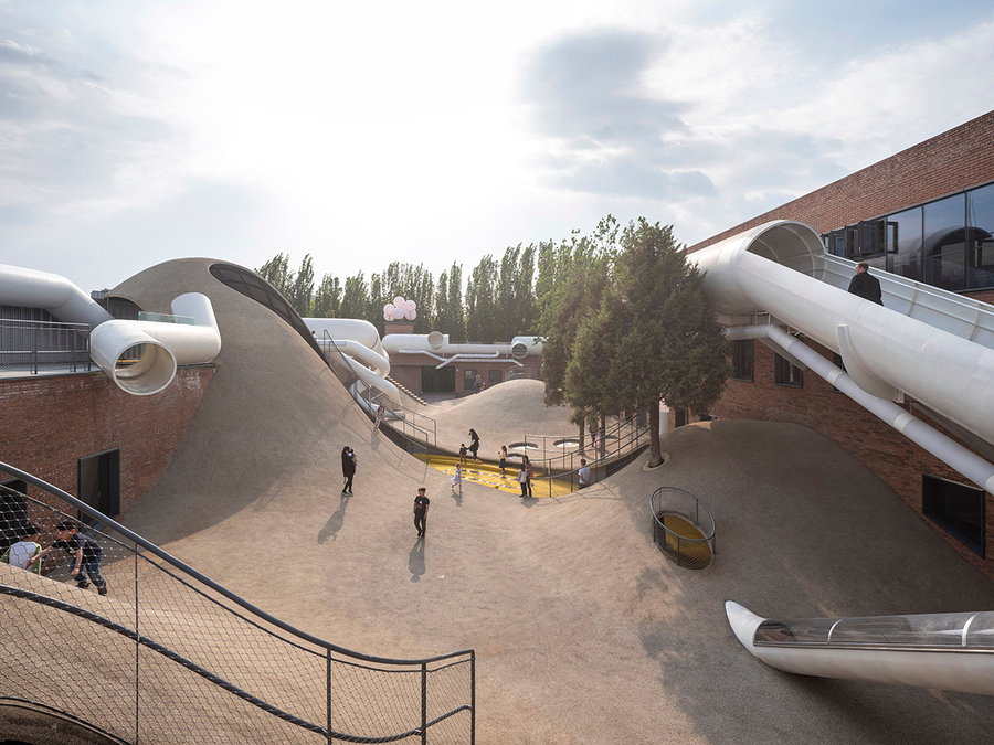 Ground view of the Playscape Beijing's topographic design.