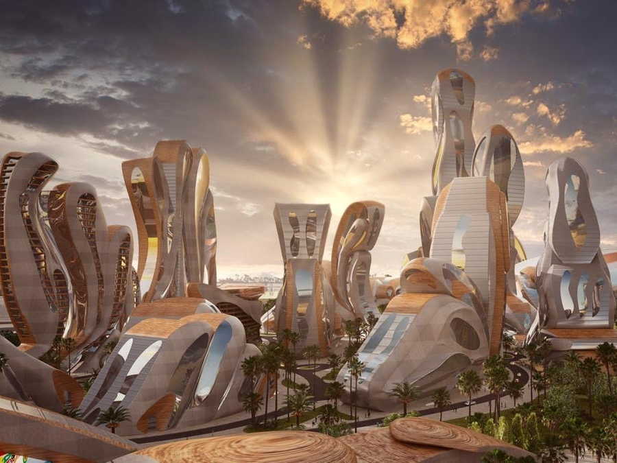Renderings of the ultra-futuristic, almost sculptural 
