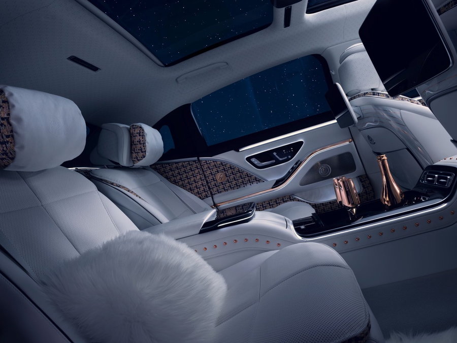Inside the luxurious Mercedes-Benz Maybach Haute Voiture concept car. 
