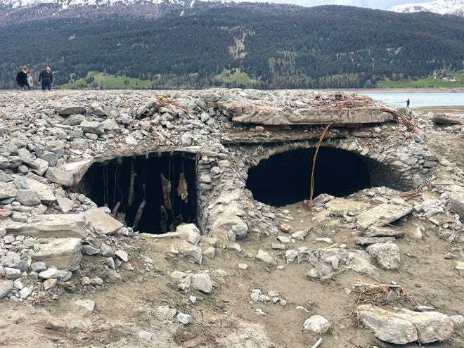 Destroyed cellar found among the ruins of the sunken Italian village of Curon. 