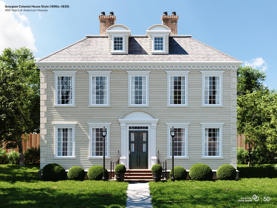 American Home Shield's re-creation of a Georgian Colonial-style home, popular from the 1690s to the 1830s.