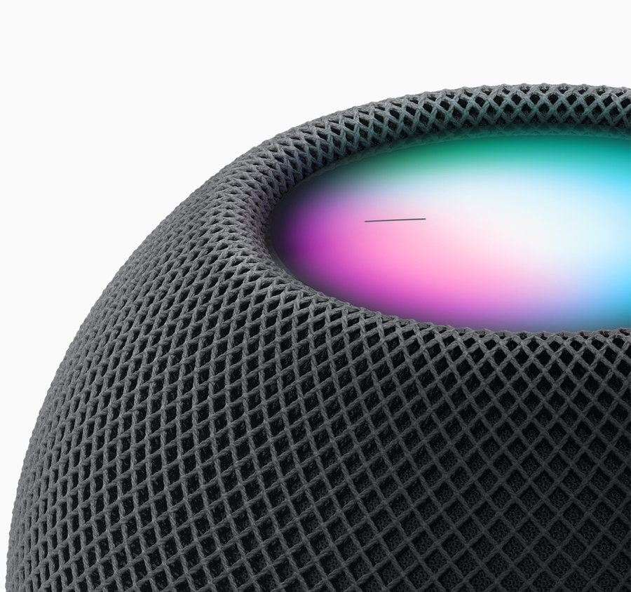 Close-up view of the new Apple HomePod Mini