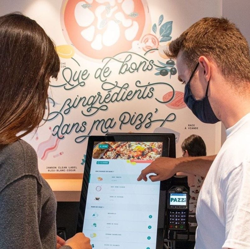 Pazzi customers place their orders via touchscreen kiosks inside the restaurant.