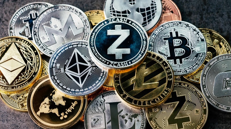Several different cryptocurrency tokens.