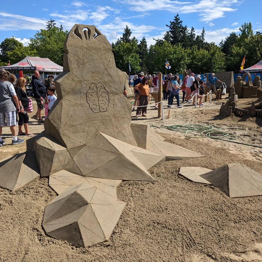Geometric sand castle sculpture by Guy-Olivier Deveau. 