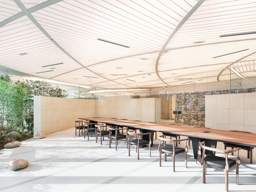 Inclusive cafeteria/lounge space in the Intg-designed Haesol School in Seoul (currently under construction).