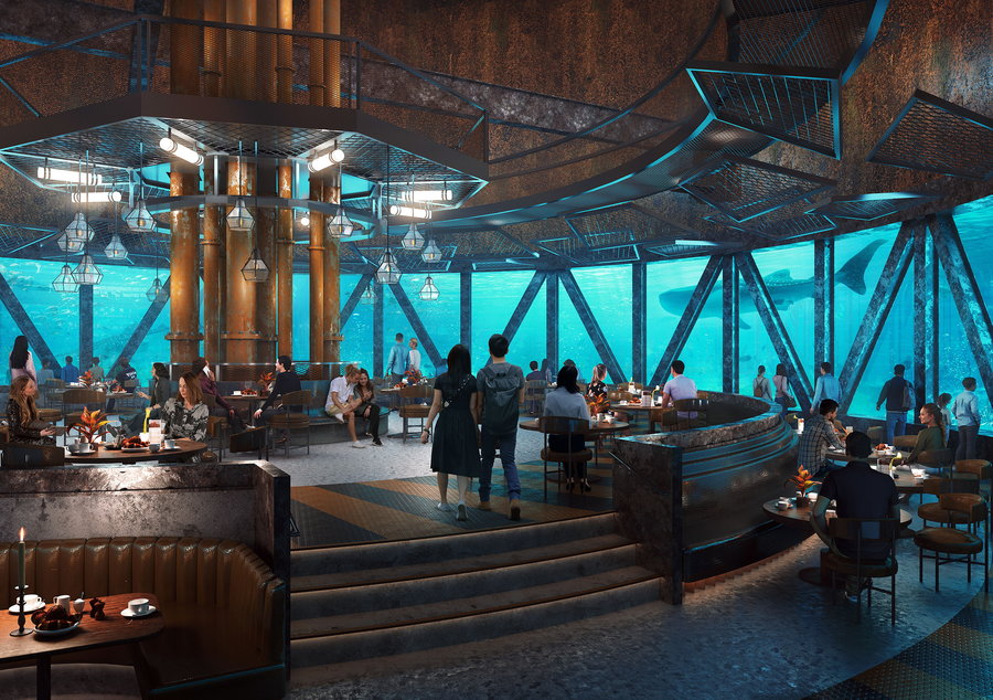 Patrons enjoy an out-of-this-world underwater dining experience aboard Saudi Arabia's 