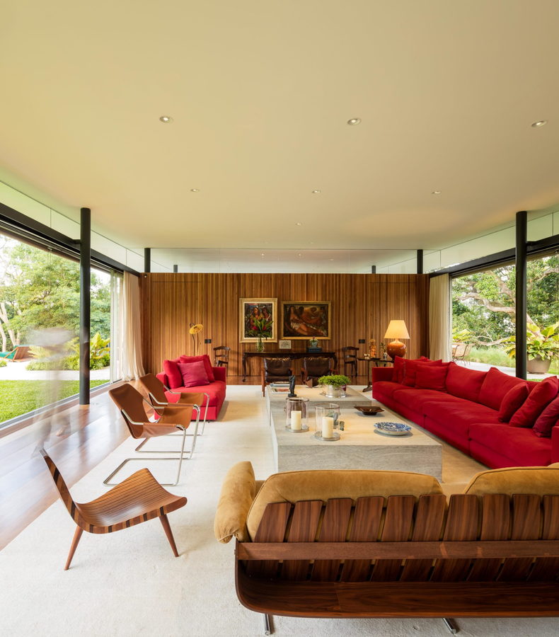 Spacious modern living area in the Asa House affords plenty of breathtaking views out into the natural surroundings.