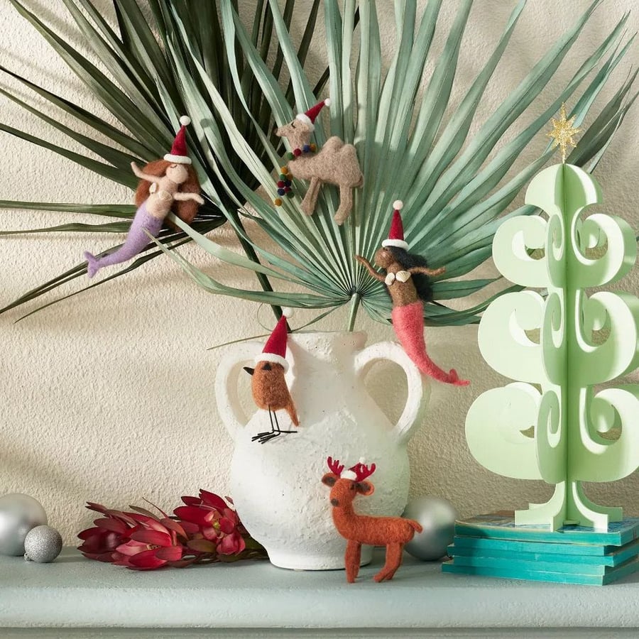 Set of Five Boiled Wool Icon Ornaments featured in Target's 2022 Opalhouse x Jungalow holiday collection.