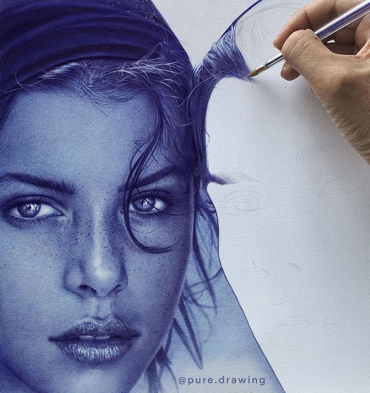 Artist Draws Insanely Realistic Portraits With Just a Ballpoint Pen