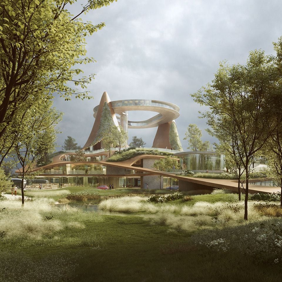 Studio noa's futuristic Tree of Knowledge Library in Milan's Porta Vittoria Park.