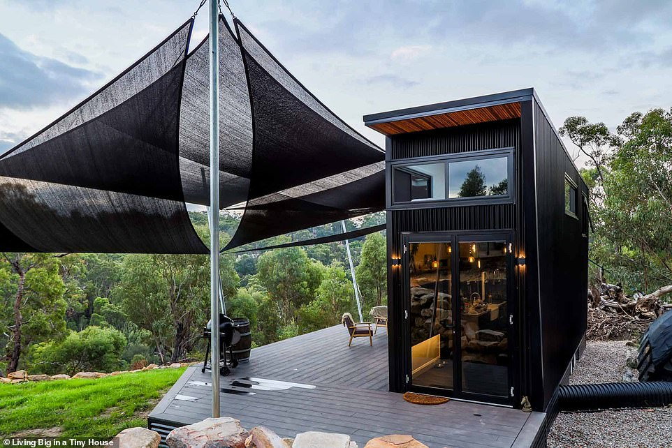 Couple Lisa Tranter and Matt Hobbs' ultramodern DIY tiny home in Australia.