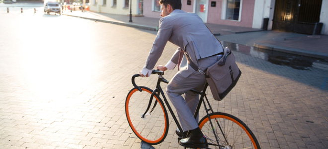 commuter riding a bike