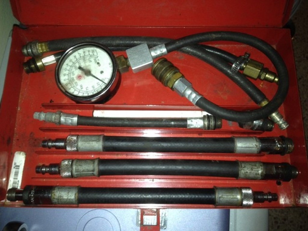A compression tester with various attachments