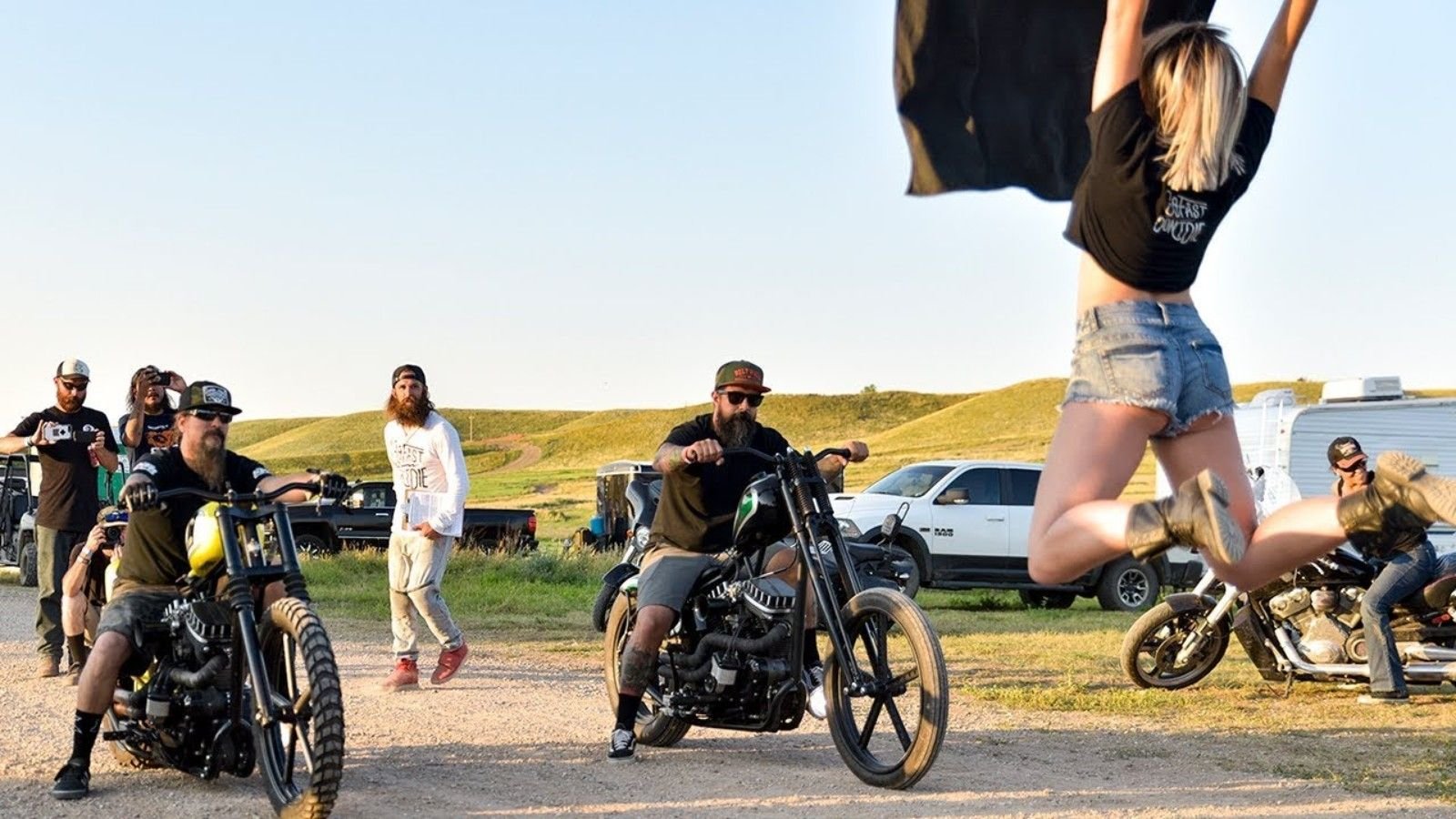 Threesome at bike rally