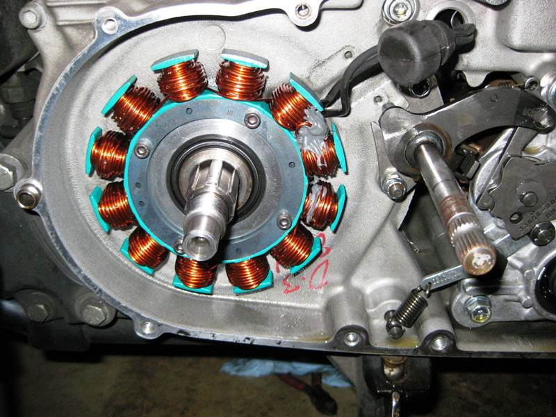 Figure 11. The new stator is nearly installed, just needs to be plugged in