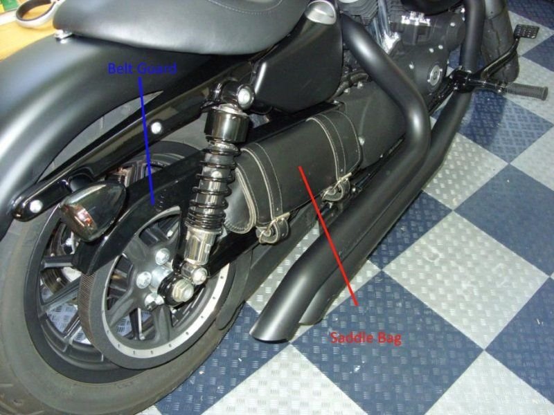 Belt guard and saddle bag location on Sportster