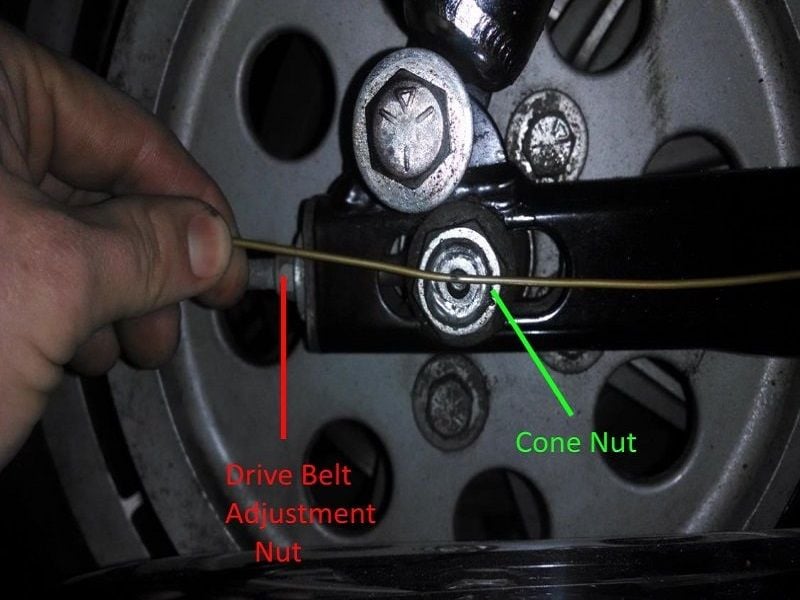 Drive belt adjustment nut