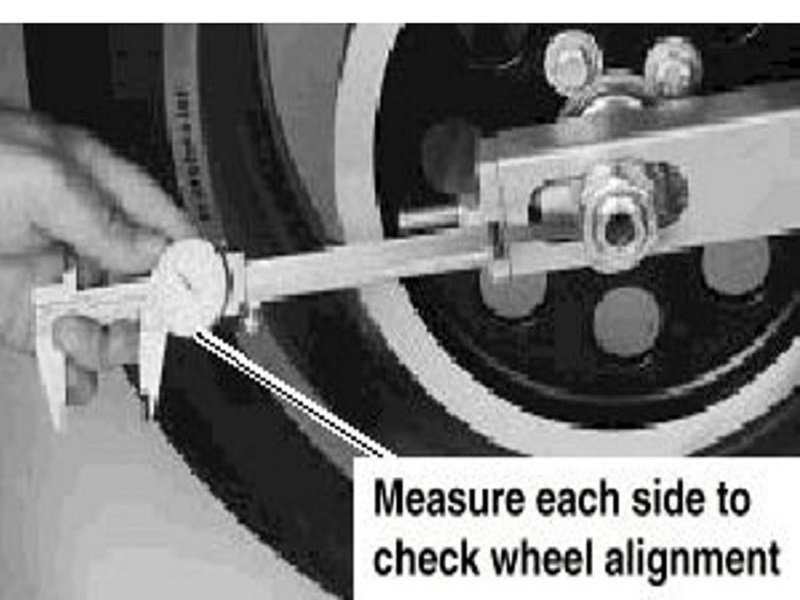 Measuring axle nut and swing arm