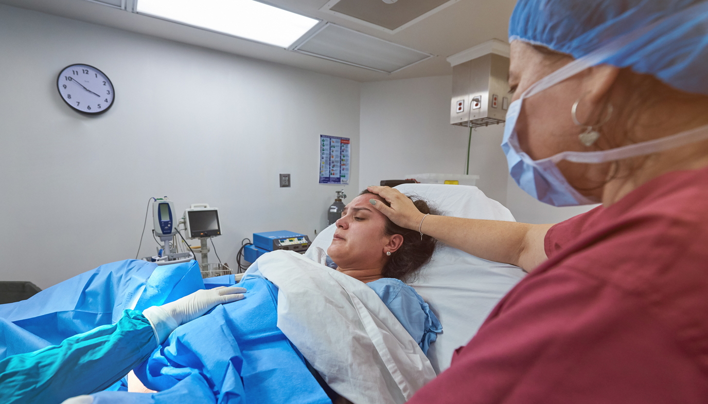 pregnant woman having csection in the hospital