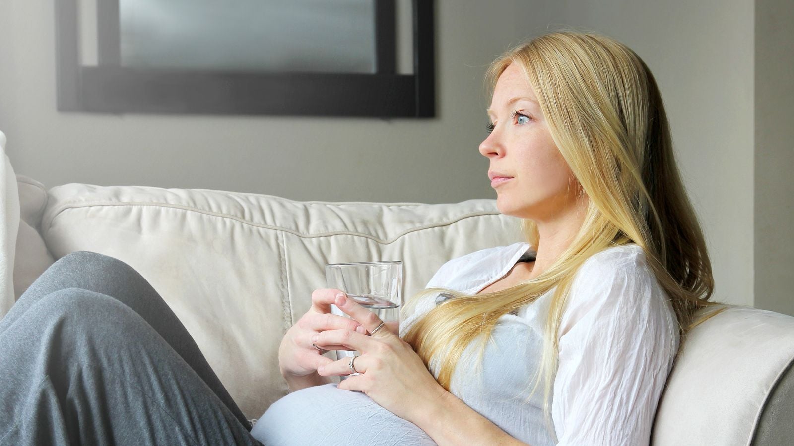 pregnant woman on couch