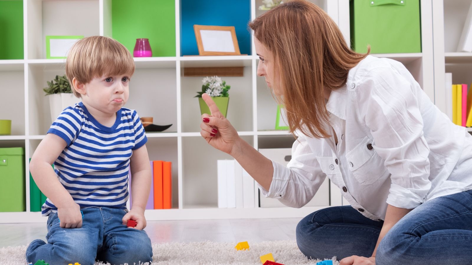 mother scolding son