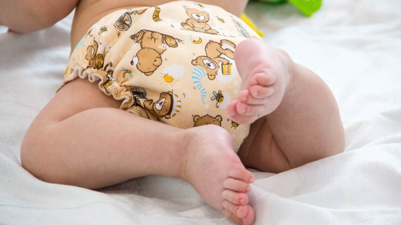 Baby wearing diaper