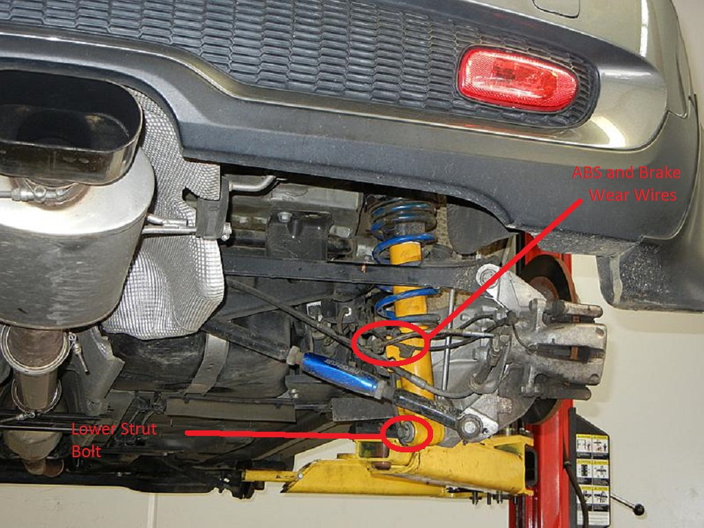 The lower portion of the rear strut