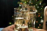 close up shot of people toasting with champagne