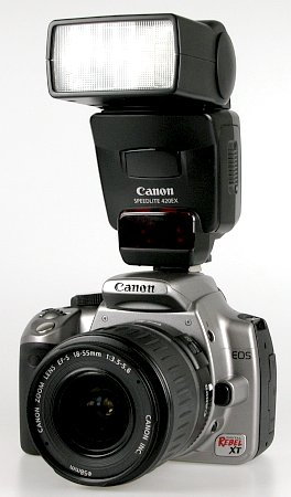 Canon EOS Digital Rebel XT / EOS 350D with Canon 550EX speedlight, image (c) 2003 Steve's Digicams