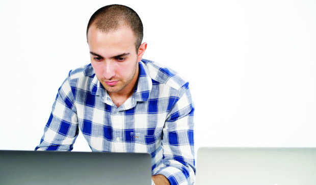 Man taking an online learning class