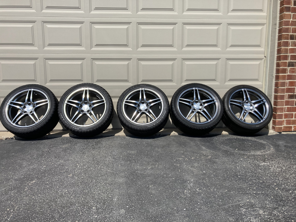 Wheels and Tires/Axles - FS: 5 Wheels & Tires - Exel Ennio 18x8 5x114.3 on Michelin Pilot Sport A/S+ 245/40/18 - Used - 0  All Models - Naperville, IL 60564, United States